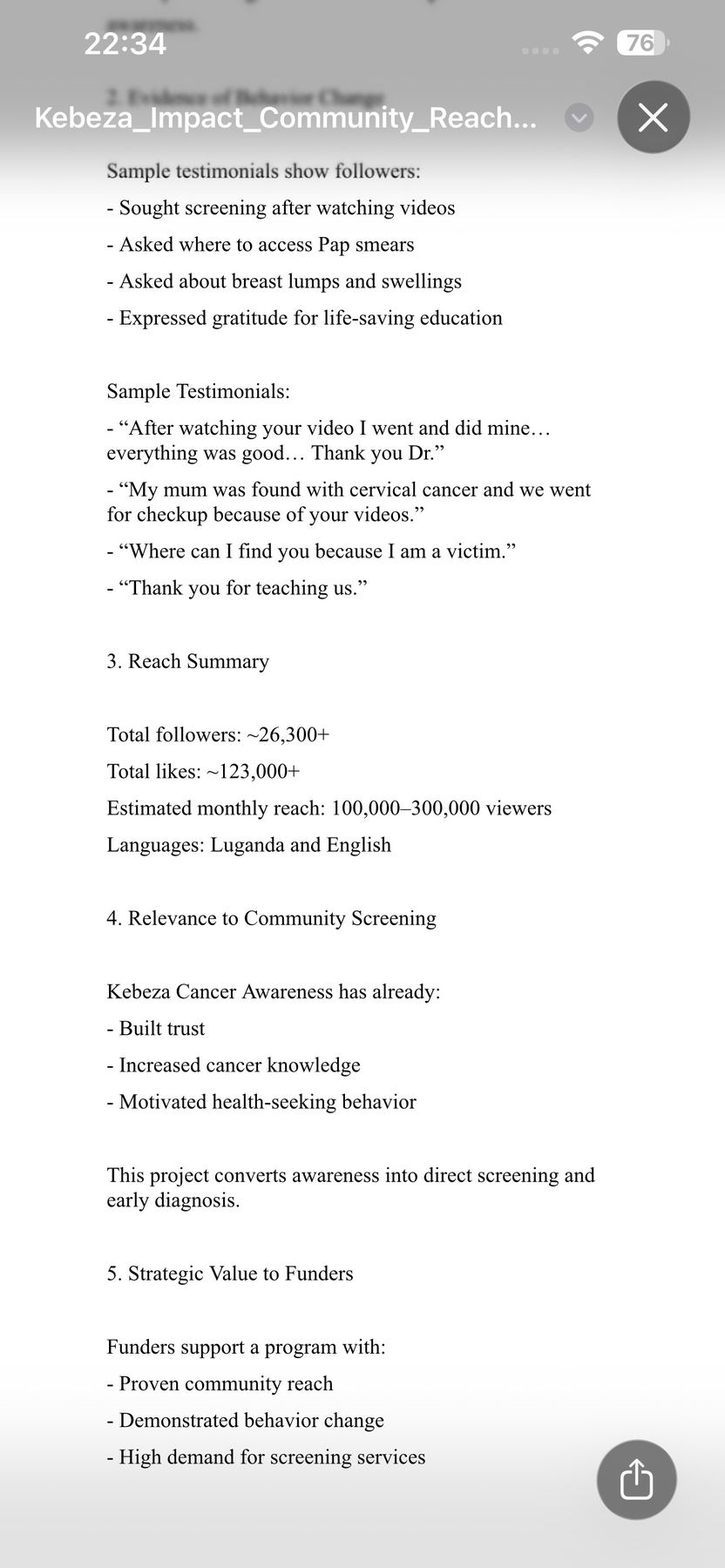 Kebeza testimonials and behavior change